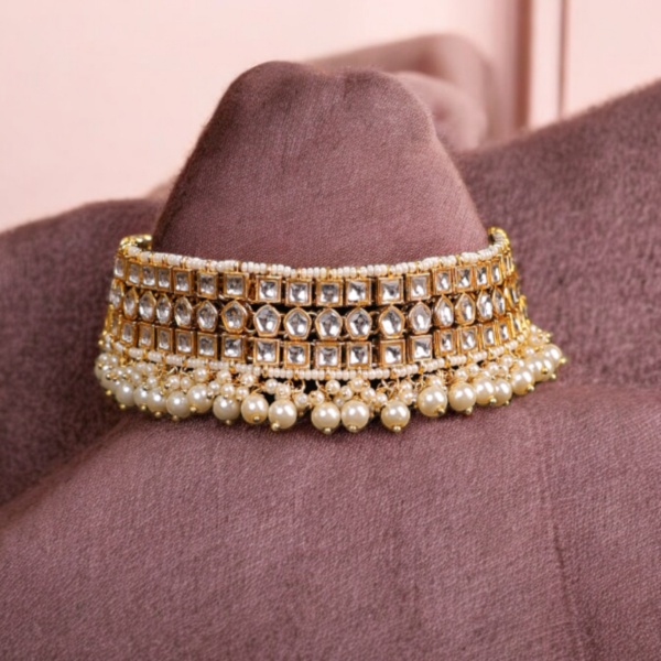 Kundan Pearl Drop Choker Set