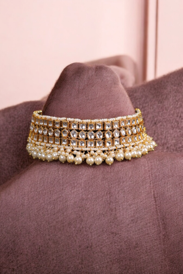 Kundan Pearl Drop Choker Set
