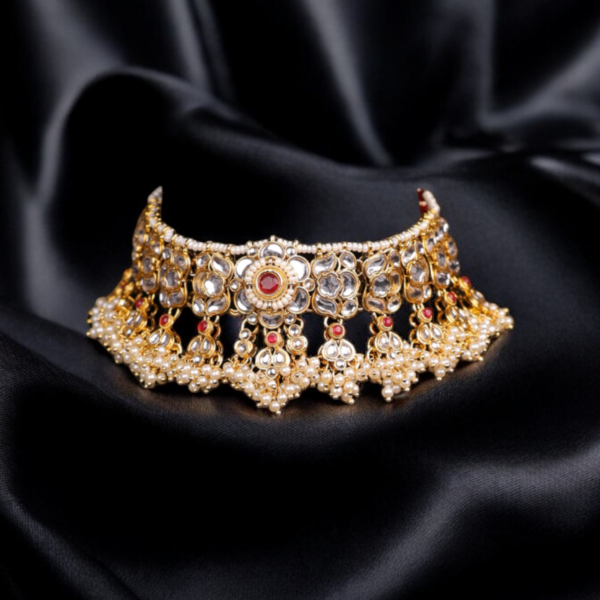 Elegant Ruby Short Choker Set