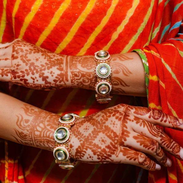 Traditional Kundan Bangles with Enamel Detailing - Image 2