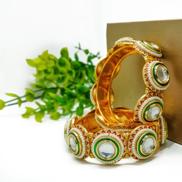Traditional Kundan Bangles with Enamel Detailing