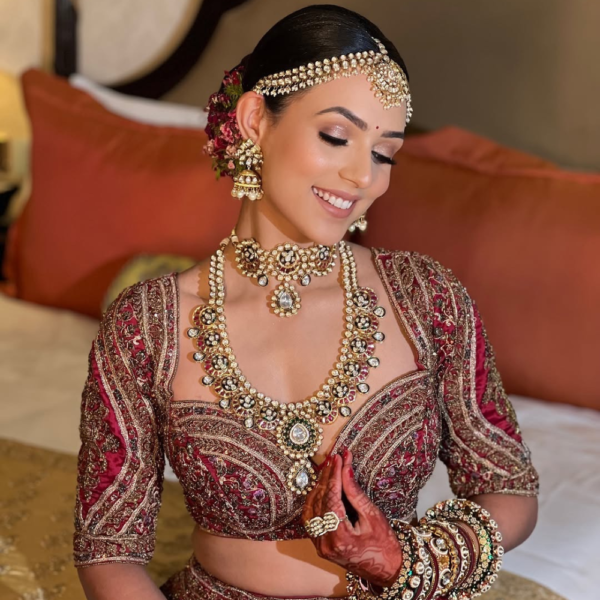 Layered Kundan Polki Bridal Set with Statement Choker - Image 2