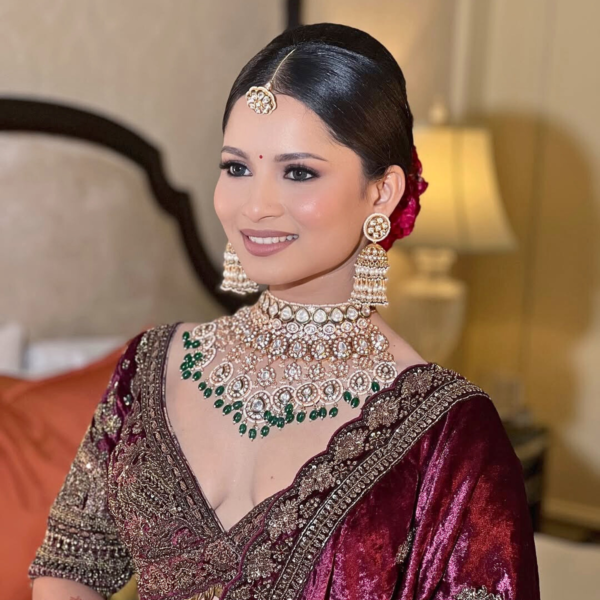 Bridal Statement Choker Set with Green Droplet