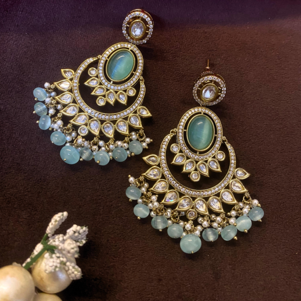 Aqua Elegance Chandbali Earrings