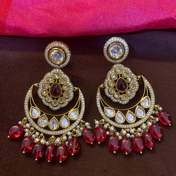 Ruby Elegance Chandbali Earrings