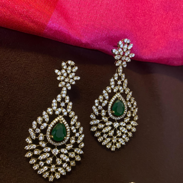 Emerald Radiance Diamond Chandelier Earrings - Image 2