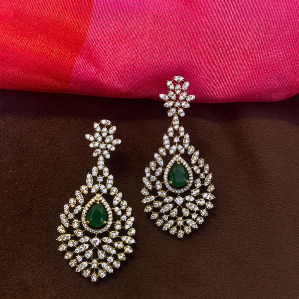 Emerald Radiance Diamond Chandelier Earrings