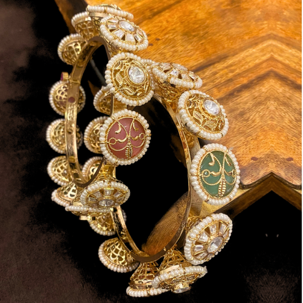 Regal Kundan & Pearl Bangles - Image 2