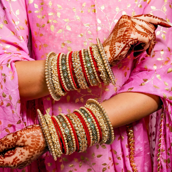 Kundan & Pearl Bangle Set – Traditional Elegance - Image 2