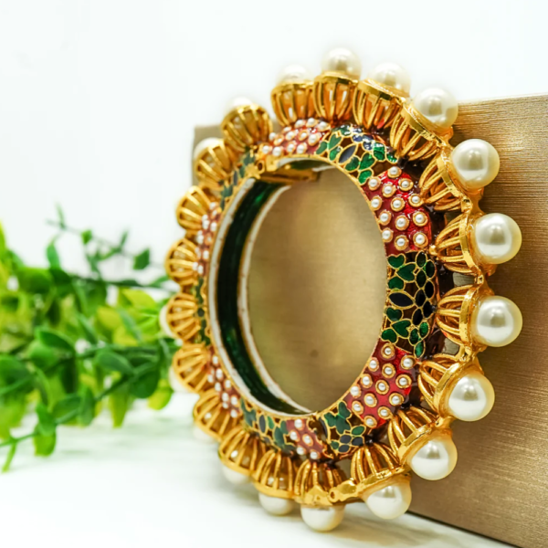 Royal Meenakari Pearl Kada - Set of 1 - Image 2