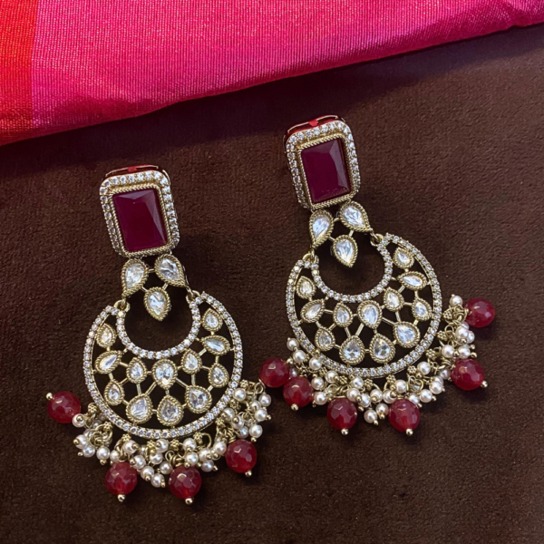 Ruby Kundan Chandbali Earrings