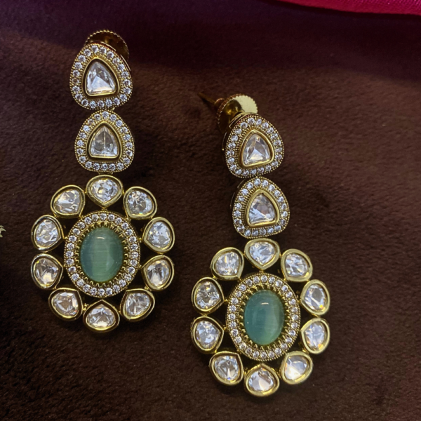 Emerald Green Kundan Statement Earrings