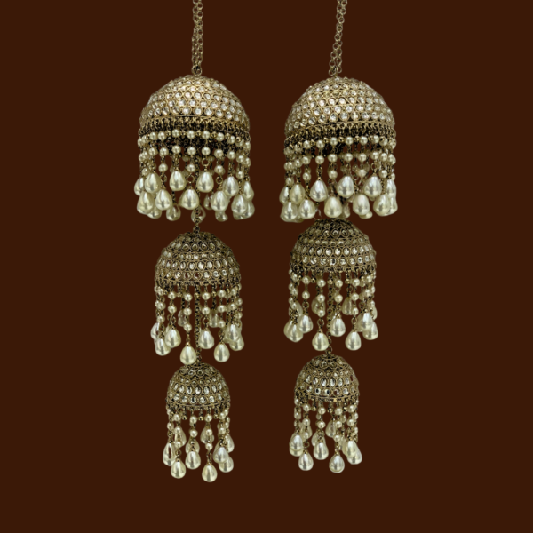 Regal Dome Kundan Kaliras with Pearl Drops