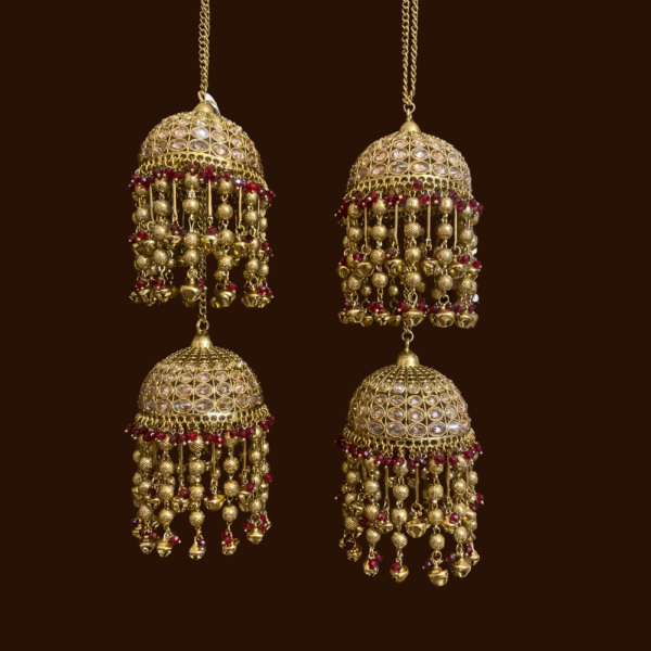 Double Dome Kundan Kalira with Ruby Bead Detailing