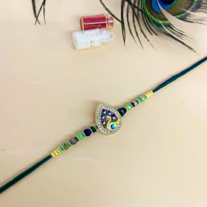 Peacock Rakhi Handcrafted with Beads & Kundan Detailing