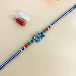 Quirky Elephant Rakhi with Evil Eye Beads
