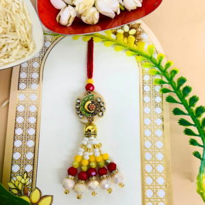 Traditional Lumba Rakhi for Bhabhi - Pearl & Bead Design