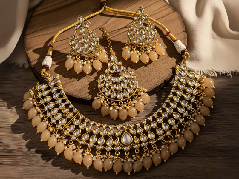 Imitation Polki jewellery Close up | Chinar Jewels