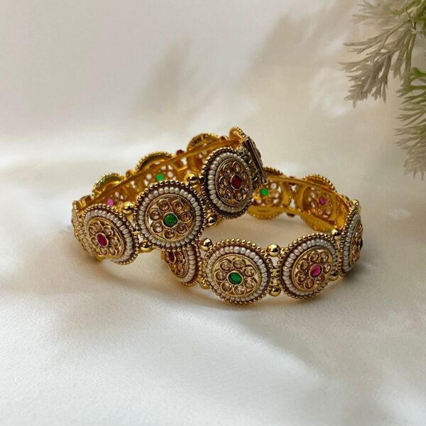 Antique Gold Pearl Bangle Product image Chinar Jewels