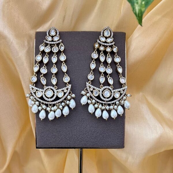 Antique Long Kundan Earrings Product image Chinar Jewels
