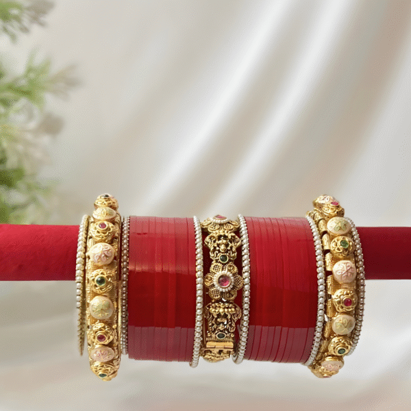 _Traditional Bridal Chuda with Pacheli Product image Chinar Jewels