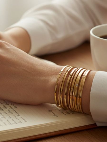 Lightweight and minimal fashion bangles for daily wear by Chinar Jewels.